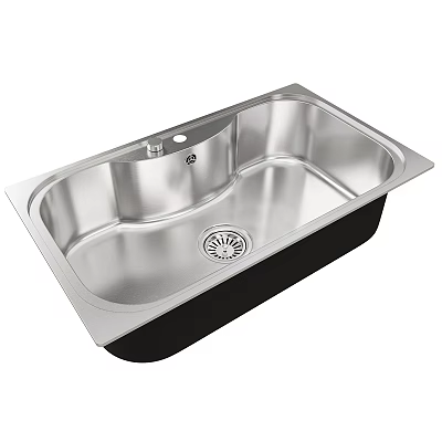 Stainless Steel Double Bowl Kitchen Sink With Modern Sleek Design And Integrated Drain Hole 3d model