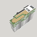 Modern Multi Storey Apartment Building With Gray White Exterior Balconies And Green Roof Design