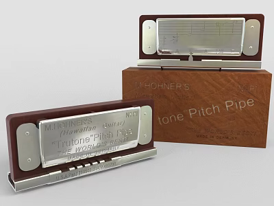 Hohner's Super Lute And Titone Pitch Pipe Musical Instruments With Box 3d model