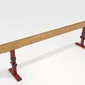 Wooden Gymnastic Balance Beam With Red Support Stands For Training