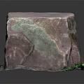 Natural Multicolor Stone with Purple Green Orange Hues Rough Surface and Green Plants