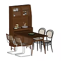 Modern Wooden Dining Table Set With Four Chairs Tall Cabinet And Decorative Items