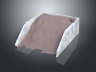 Durable Sloped Concrete Container With Sand Filled Interior And Textured Surface Design 3d model