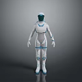 Futuristic Robot Character With White Body And Blue Accent Lines