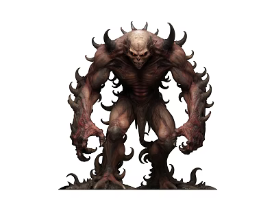 Fierce Demonic Game Movie Character With Spiked Tentacles And Muscular Build 3d model