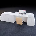 White Reception Desk With Marble Texture And Wooden Accessory Featuring Presentation Lettering 3d model