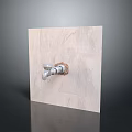 Silver Faucet Mounted On Light Marble Tile Wall With Natural Texture And Marks 3d model