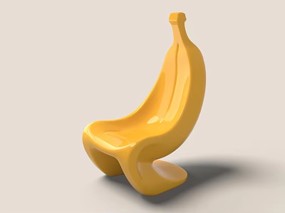 Yellow Banana Shaped Outdoor Chair With Creative Modern Design For Garden Patio 3d model