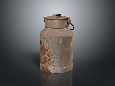 Rusty Vintage Metal Milk Can With Handle As Traditional Household Item 3d model