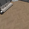 Herringbone Wooden Flooring in Modern Living Room with Sofa and Coffee Table