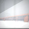 Modern Industrial Factory Building With Paved Square Greenery And Multiple Windows