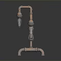 Stylish Industrial Copper Pipe Lighting Combination With Three Clear Glass Bulbs