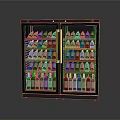 Modern Black Wine Cabinet With Double Doors And Shelves For Wine Bottles Storage