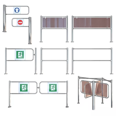 Commercial Security Equipment Including Barriers Exit Signs And Access Gates 3d model