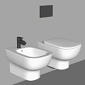 Modern Wall Mounted White Toilet With Bidet And Chrome Faucet In Bathroom
