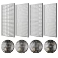 Modern Metal Room Divider With Perforated Panels And Spherical Decorative Bases