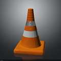 Orange Traffic Cone With White And Silver Reflective Stripes On Square Base