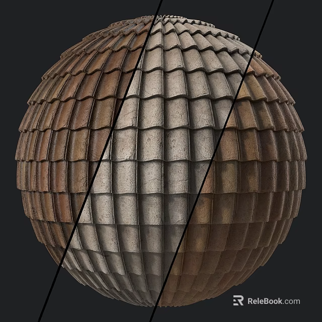 Tile Components Forming Spherical Structure With Various Colored Textured Tiles Arranged In Layers 3d model