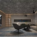 Modern Hotel Mahjong Room Interior With Chess Table Chairs And Large Window