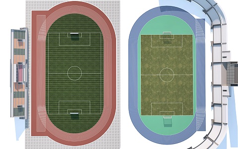 Modern football field, sports field, playground, runway, grandstand 3d model