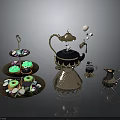 Elegant Vintage Tea Set With Decorative Teapot Dessert Stand Small Teacup And Cupcakes