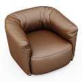 Modern Brown Leather Single Sofa With Rounded Arms And Comfortable Design 3d model