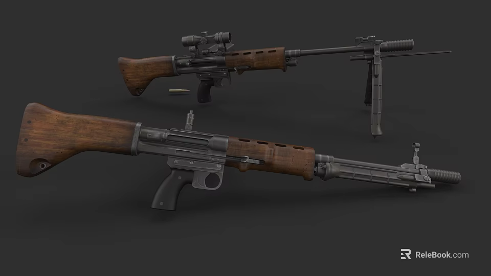 Vintage Rifles With Wooden Stocks Metal Barrels And Sniper Scopes 3d model 
