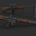 Vintage Rifles With Wooden Stocks Metal Barrels And Sniper Scopes