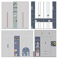 Modern Wardrobe Designs Featuring Grey Blue Tones Shelves Drawers and Storage Solutions