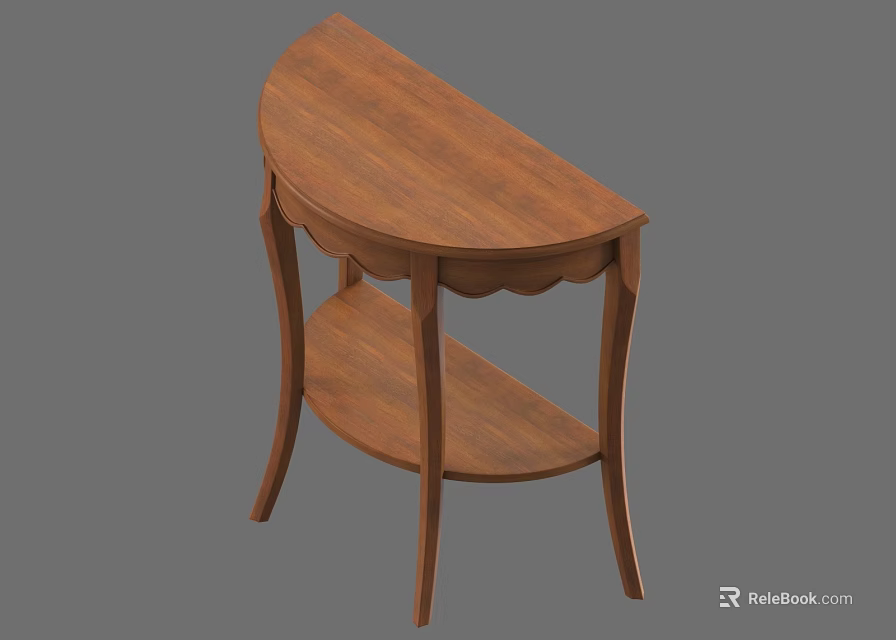 Wooden Side Table With Curved Top And Lower Shelf Classic Design 3d model 