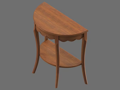 Wooden Side Table With Curved Top And Lower Shelf Classic Design 3d model