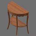 Wooden Side Table With Curved Top And Lower Shelf Classic Design