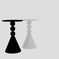 Modern Black And White Side Tables With Ball And Cone Base Design 3d model