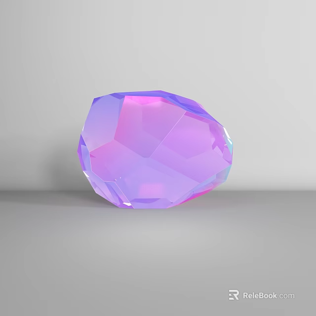 Shiny Purple Pink Gradient Polyhedral Crystal Like Decorative Ornament Set For Tabletop 3d model 