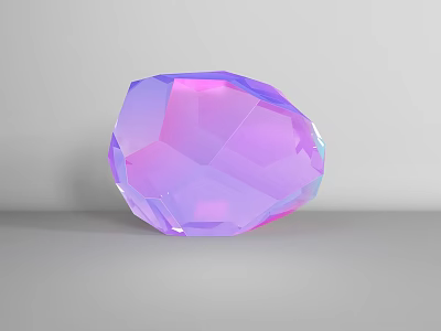Shiny Purple Pink Gradient Polyhedral Crystal Like Decorative Ornament Set For Tabletop 3d model