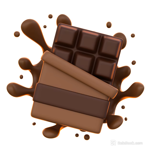 Delicious Chocolate Bars With Dark And Milk Chocolate Layers And Splashes 3d model 