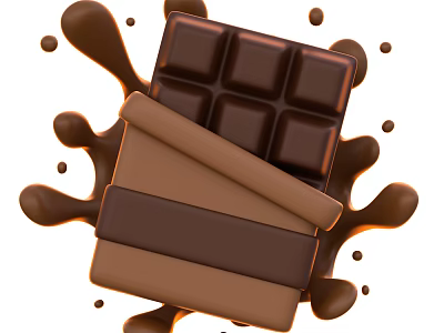 Delicious Chocolate Bars With Dark And Milk Chocolate Layers And Splashes 3d model