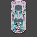 Vibrant Anime Themed Sports Car With Custom Livery And Colorful Graphics