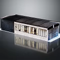 Contemporary Architectural Model Featuring Black White Exterior Flat Roof And Glass Windows