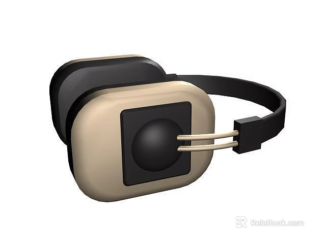 Modern Headphones with Beige Black Over Ear Square Earpads and Minimalist Design 3d model 
