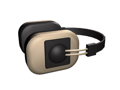 Modern Headphones with Beige Black Over Ear Square Earpads and Minimalist Design 3d model