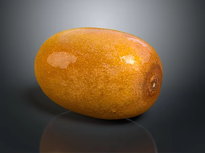 Fresh Ripe Orange Oval Mango Fruit With Smooth Shiny Surface On Dark Background 3d model