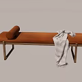 Luxurious Brown Leather Massage Chair With Wooden Frame And Comfortable Roll Pillow