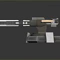 Mechanical Weapon 3D Model Featuring Long Barrel and Sturdy Metal Base Structural Details 3d model