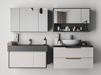 Modern sink bathroom cabinet combination 3d model