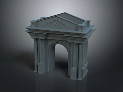 Scenic Landscape With Classical Stone Archway And Intricate Carved Columns 3d model