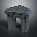 Scenic Landscape With Classical Stone Archway And Intricate Carved Columns