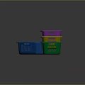 Adorable Kittens Playing in Colorful Plastic Baskets with Blue Purple Green Yellow
