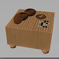 Traditional Wooden Go Board Setup With Stone Pieces Bowls And Small Dish