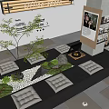 Modern Bubble Tea Shop Interior With White Cushions Green Plants And Seating Area